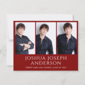 Verfijnde rode Afstuderen foto aankondiging (Voorkant)