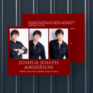 Verfijnde rode Afstuderen foto aankondiging