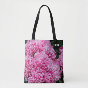 Verfijnde Roze Pioen Macro Monogram Draagtas