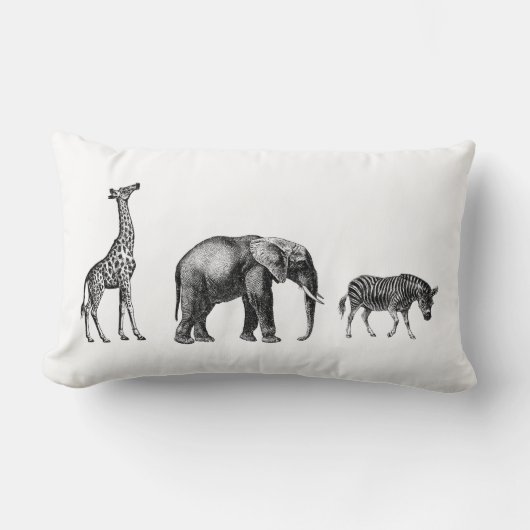 Verfijnde Safari, Giraffe, olifant, Zebra Kussen (Voorkant)