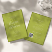 Verfijnde Script Palmboom Groen Strand Bruiloft Kaart