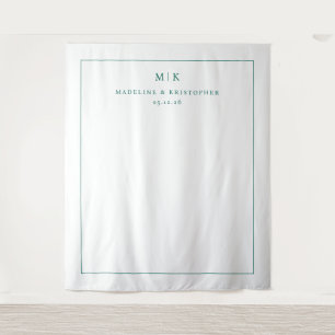 Verfijnde Turquoise Minimalistische Initialen Wandkleed