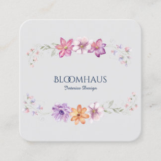 Verfijnde Waterverf Elegante Botanische Bloemen Vierkante Visitekaartje