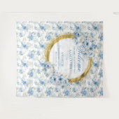 Verfijnde Waterverf Stofblauwe Gouden Huwelijk Wandkleed (Voorkant (horizontaal))