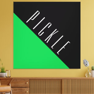 Verfijnde zwarte Pickleball Motto met Bright Groen Canvas Afdruk