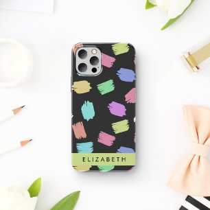 Verfkwast, Kleurrijke Kwaststreken, Uw Naam iPhone 12 Pro Hoesje