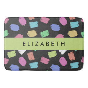 verfkwast, kleurrijke penseelstreken, Jouw naam Badmat