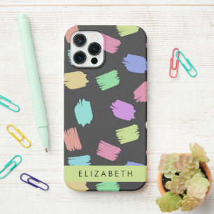 verfkwast, kleurrijke penseelstreken, Jouw naam iPhone 12 Pro Hoesje