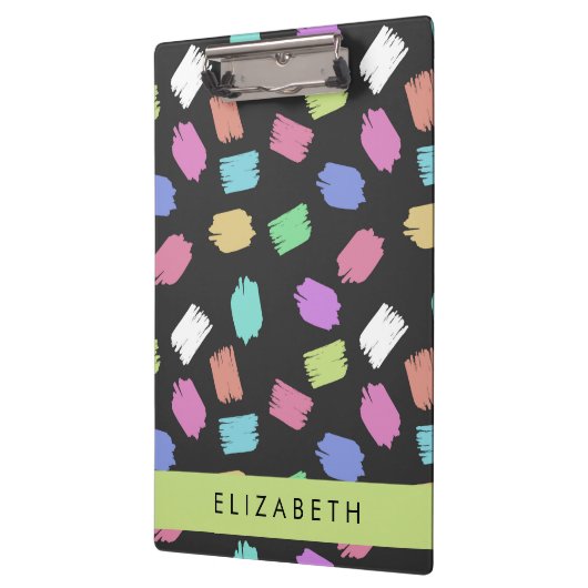 verfkwast, kleurrijke penseelstreken, Jouw naam Klembord (Links)