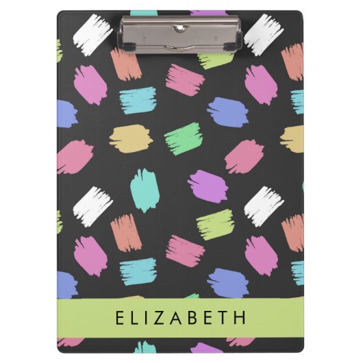 verfkwast, kleurrijke penseelstreken, Jouw naam Klembord (Voorkant)