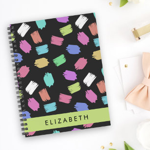 verfkwast, kleurrijke penseelstreken, Jouw naam Notitieboek
