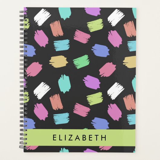 verfkwast, kleurrijke penseelstreken, Jouw naam Planner (Voorkant)