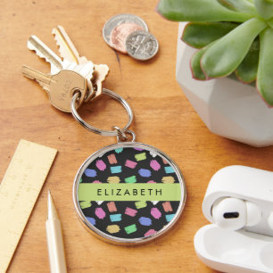 verfkwast, kleurrijke penseelstreken, Jouw naam Sleutelhanger