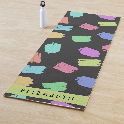 verfkwast, kleurrijke penseelstreken, Jouw naam Yogamat (In situ)