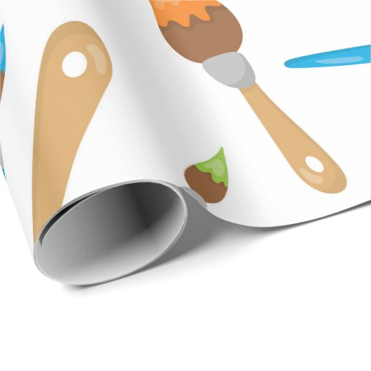 Verfpenseel dat geacht wordt papier te verpakken (Rol Hoek)