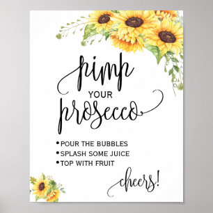 Verfraai je prosecco zonnebloemen bloemenscherm bo poster