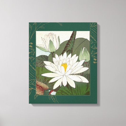 Verfraaide  Japanse print waterlelies (Voorkant)