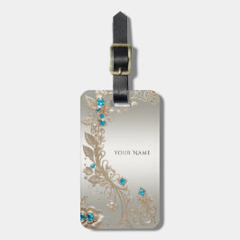 Verfraaien Gold Blue Stones Bagagelabel