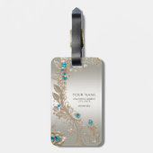 Verfraaien Gold Blue Stones Bagagelabel (Achterkant verticaal)