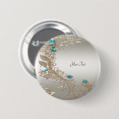 Verfraaien Gold Blue Stones Button (Voorkant /achterkant)