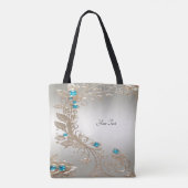 Verfraaien Gold Blue Stones Canvas tas (Achterkant)