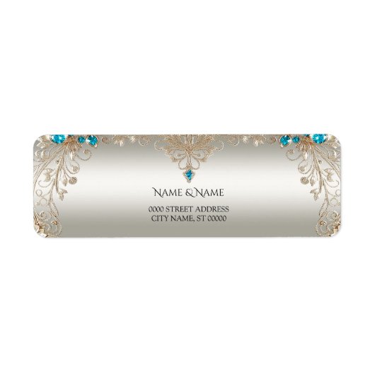 Verfraaien Gold Blue Stones Retouradres Label (Voorkant)