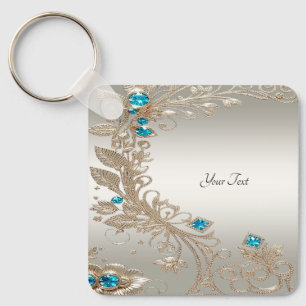 Verfraaien Gold Blue Stones Sleutelhanger