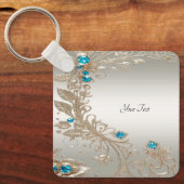 Verfraaien Gold Blue Stones Sleutelhanger (Voorkant)