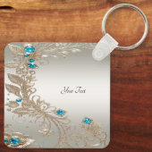 Verfraaien Gold Blue Stones Sleutelhanger (Achterkant)