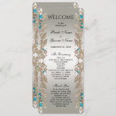 Verfraaien Gold Blue Stones Wedding Program Programma (Voorkant / Achterkant)