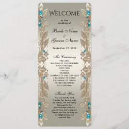 Verfraaien Gold Blue Stones Wedding Program Programma