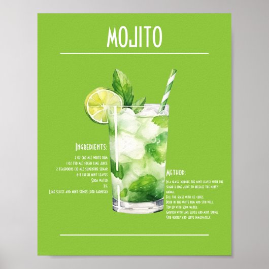 Verfrissend Mojito Recept Poster (Voorkant)