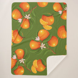 Verfrissend patroon van grote Sinaasappels Sherpa Deken