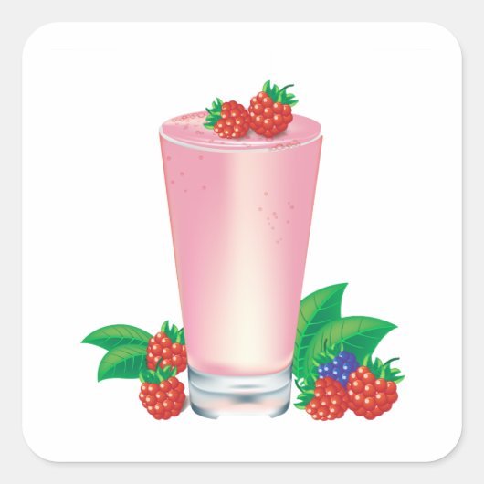 Verfrissende Berry Smoothie Roze Drink Vierkante Sticker (Voorkant)
