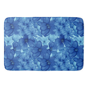 Verfrissende Blauwe Waterverf Bloemen Badmat