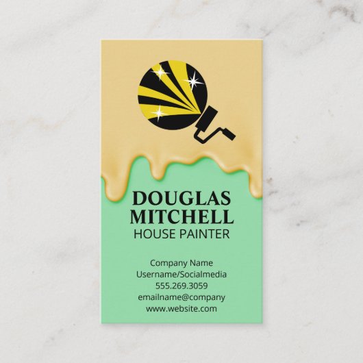 Verfrollerpictogram | Druppelende verf Visitekaartje (Voorkant)