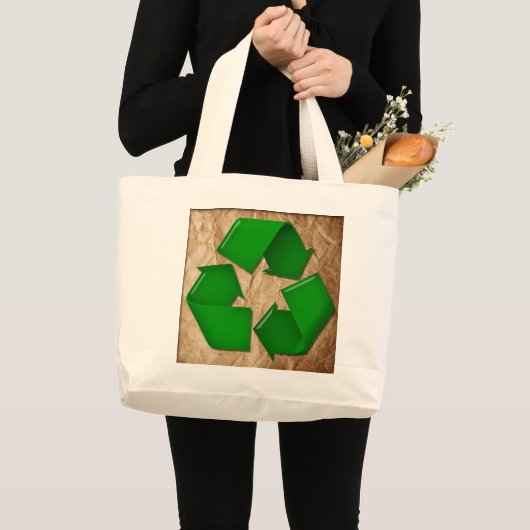 Verfrommeld papier en Recyclen symbool Grote Tote Bag (Voorkant (product))