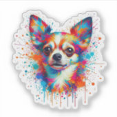 Verfspatten Chihuahua Sticker (Voorkant)
