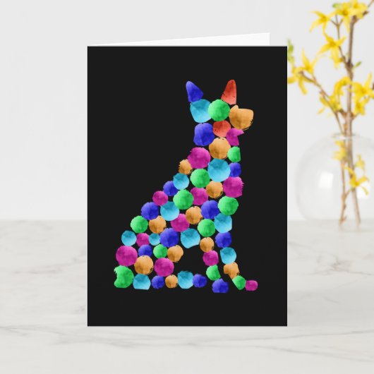 Verfstipkunst met Waterverf van herdershonden Kaart (Gele Bloem)