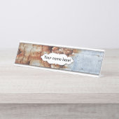 Verftextuur afpellen bureau naambordje (Voorkant)