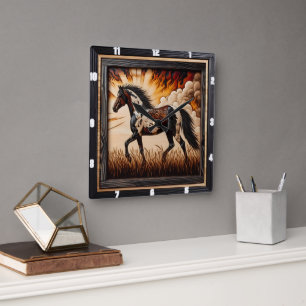 Verfveld: Sunlit Trot Custom Design Vierkante Klok