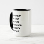 Vergadering Survivor Funny Mug Mok (Voorkant links)