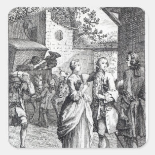 Vergadering van Chevalier Des Greux en Manon Vierkante Sticker
