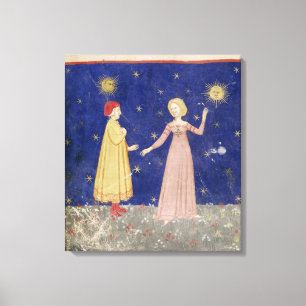 Vergadering van Dante en Beatrice Canvas Afdruk