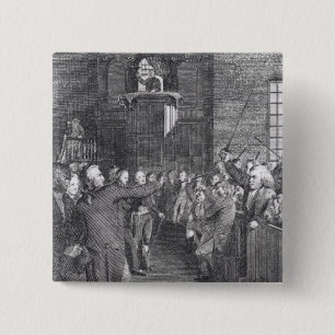 Vergadering van de stad M'Fingal' door John Trumba Vierkante Button 5,1 Cm