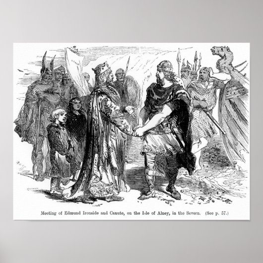 Vergadering van Edmund Ironside en Canute Poster (Voorkant)