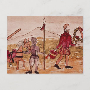 Vergadering van Hernando Cortes en Montezuma Briefkaart