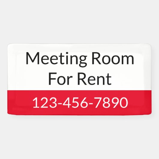 Vergaderzaal Te Huur Rood Zwart-Wit Sjabloon Spandoek (Horizontaal)