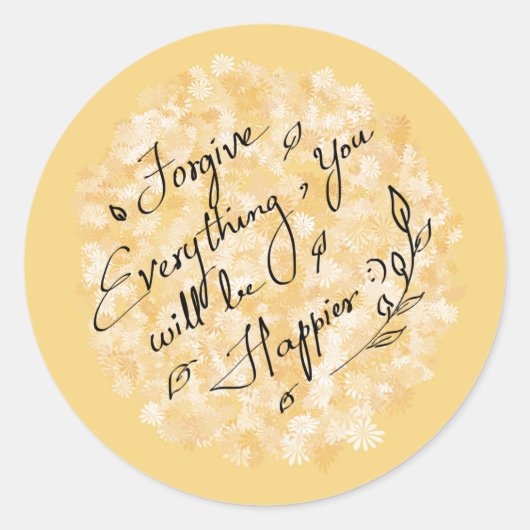 Vergeef en wees blij floraal minimaal ronde sticker (Voorkant)