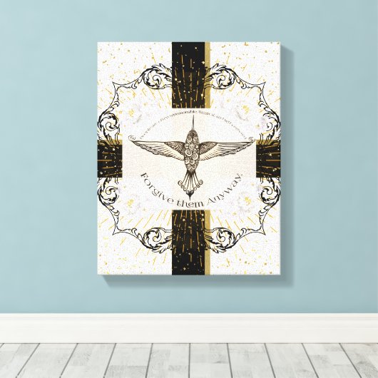 Vergeef ze TOCH inspirerend kolibrie Canvas Afdruk (Insitu (Houten vloer))